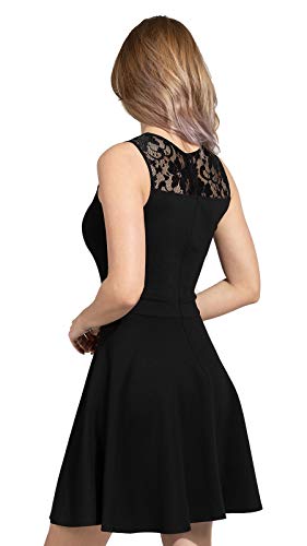 Women's A-Line Pleated Sleeveless Little Cocktail Party Dress with Floral Lace3