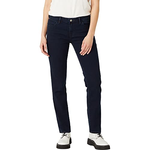 Wrangler Straight Jeans, Nero (Blue Black), 34W / 32L Donna