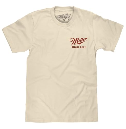 Tee Luv Mens Miller High Life The Champagne of Beers Double Sided Logo T-Shirt Natural M
