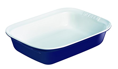 Pyrex Impressions Blue White - Fuente Rectangular, 33 x 24 cm, Color Azul y Blanco