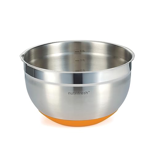 nutrifresh 4.5L Stainless Steel Mixing Bowl with Airtight Lid, Multi-Functional with 3 Attachable Graters - Image 3