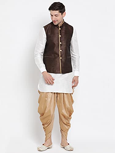 Image of VASTRAMAY Men's Beige Cotton Silk Blend Ethnic Jacket