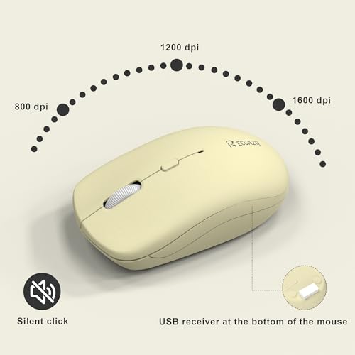 Image of Wireless Keyboard and Mouse Combo, Full-Sized Wireless Keyboard and Adjustable DPI Mouse, 2.4GHz USB Receiver, Keyboard and Mouse for PC, Windows, Desktop, Laptop (Canary Yellow)