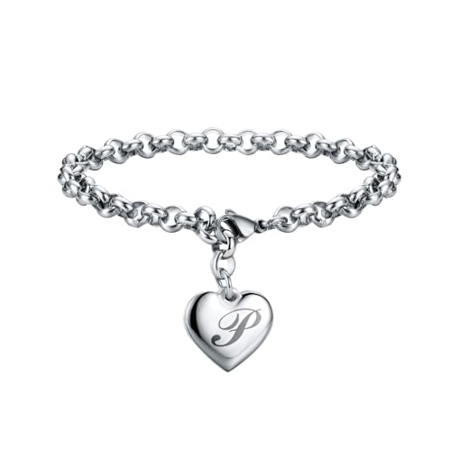 SANNYRA Charms Bracelets for Women | Heart Charm Initial Bracelet