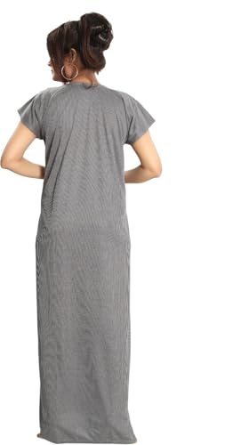 Image of Fabme Women's Polycotton Nursing Nightgown - Concealed Zip, Long, Textured Nighty for Maternity, Feeding