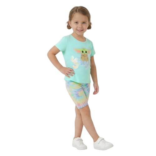 Image of STAR WARS Grogu Girls Short Sleeve T-Shirt and Bike Short Set for Toddler and Big Kids