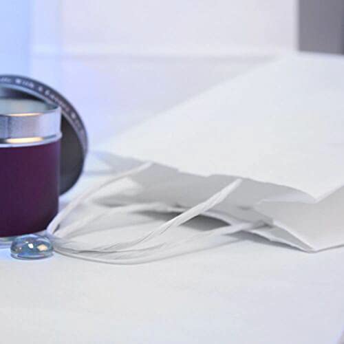 مجموعة اكياس كرافت مع مقبض ملتوي 28*22*12 سم، اكياس ورقية للحفلات، مجموعة اكياس كرافت ورقية للحفلات وهدايا عيد الميلاد وللعروس واحتفالات وهدايا الحفلات - 50 قطع