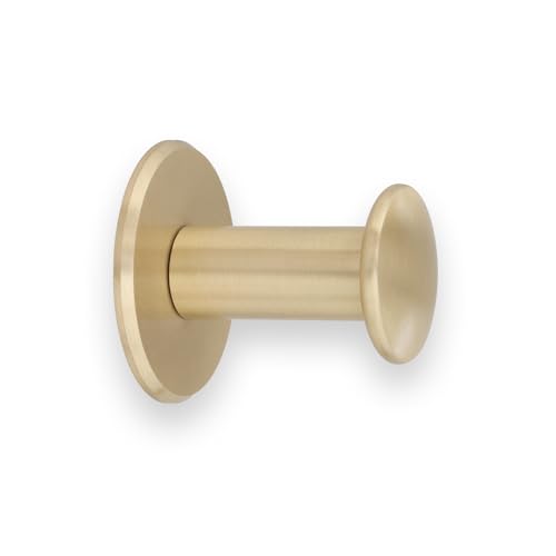 EVI Herrajes Percha de Baño | Colgador de Pared de Latón | Acabado Mate | Para Colgar Ropa, Abrigos o Toallas | Toallero Adhesivo y/o Tornillo | 188DUALLMT