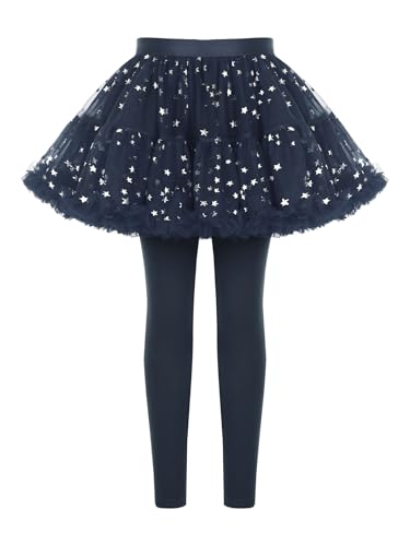 Sywiyi Kids Girls Leggings with Skirt Footless Pants Ruffle Twinkle Star Tulle Tutu Skirt Leggings 1-7 Years