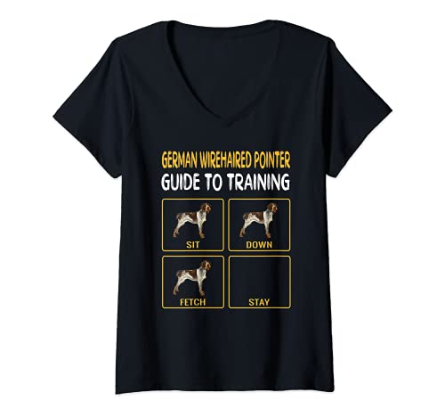 Womens German Wirehaired Pointer Guide To Training Dog Obedience V-Neck T-Shirt, Black