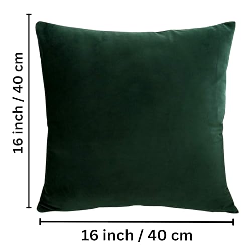 Image of Cushion Covers Velvet Set of 3, 16 inch x 16 inch (Green)