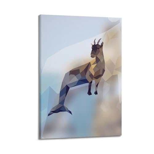 LAYUE Poster de constellations d'art géométrique Capricorne - Impression sur toile - Décoration murale moderne pour chambre à coucher - 60 x 90 cm