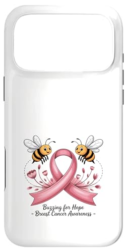 Buzzing for Hope キュートな蜂 ピンクリボン 乳がん スマホケース iPhone 17 Pro Max 用