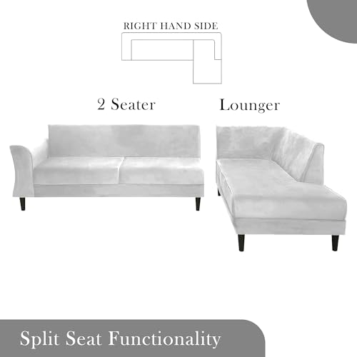 Image of Gratly RHS 4 Seater L Shape Sofa Set for Living Room (Grey Colour) Premium Fabric Sofa