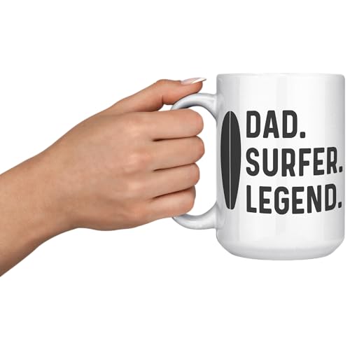 Taza de cerámica blanca 15oz para papá surfista miniatura 2