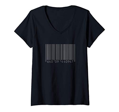 Mujer Etiqueta de identificación UPC de código de barras marcada Camiseta Cuello V