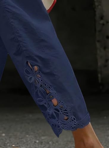 Image of Acelitt Women Casual Lightweight Drawstring Elastic Waist Pants with Pockets, S-XXL