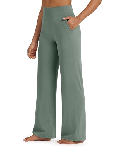 G4Free BareFeel High Stretch Yoga Pants Women Soft High Waisted Casual Wide Leg Pants with Pockets