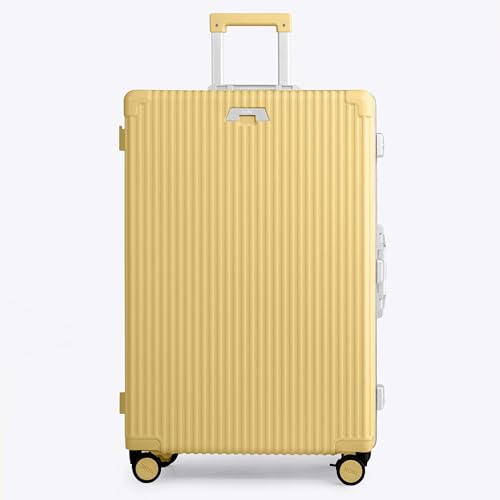 Image of Nobl Travel Zipperless Check In Suitcase - Aluminum Frame, Check In luggage 30.2x20x12 Airline Approved by Noble Travel - Polycarbonate Shell - Dual TSA Locks, 360 Spinner Wheels - Butter Yellow