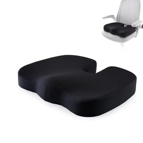 Memory Foam Seat Cushion for Car & Office Chair, Ergonomic Tailbone Support, Relieves Lower Back & Sciatica Pain, Breathable Washable Cover, Portable Cushion for Long Sitting (45×35×7cm)