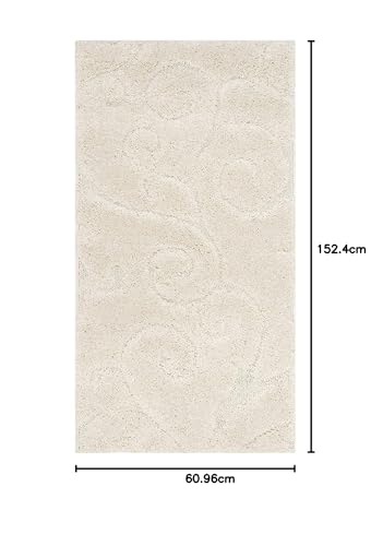 Image of Handwoven Microfibre 3D Rug for Living Room (Ivory & Ivory, 2 X 5 Feet (Runner), Microfibre)