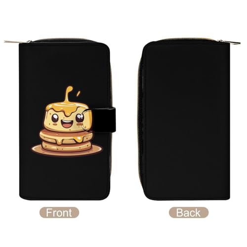 Pancakes And Syrup Women's Long Wallets Leather Card Holder Purse Zippered Buckle Clutch Handbag3