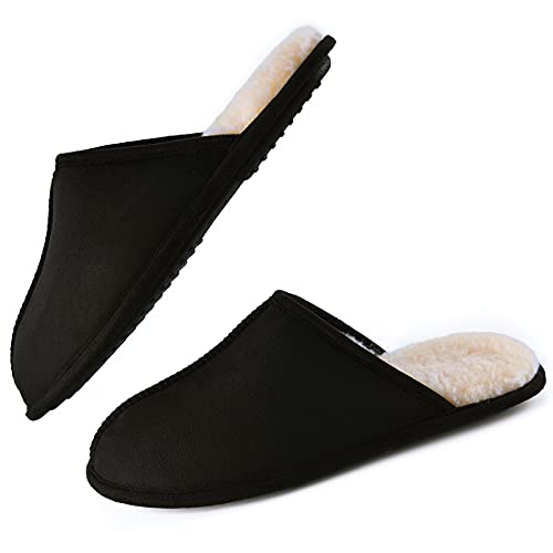 LORDFON Mens-Memory-Foam-Slip-On-House-Slippers Closed Toe Scuff Indoor Home Slipper for Men Comfy Cozy Soft Non-Slip Bedroom Slippers Houseshoes