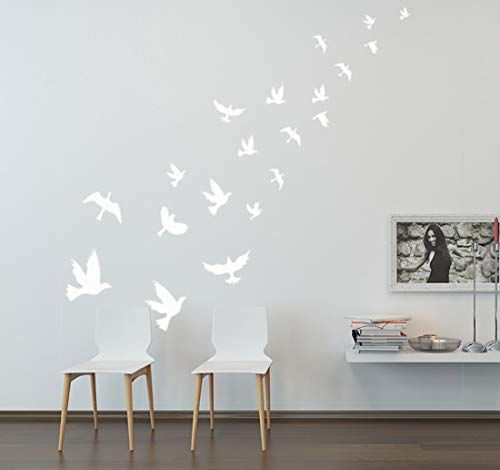 White Birds Wall Decal for Tree Wall Decor Bird Stickers Peace Dove Birds Flying Birds Wall Stickers for Nursery Baby Room Bedroom Decoration