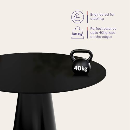 Image of Wakefit Santol Dining Table - 6 Seater I Round Toughned Tinted Glass | Black