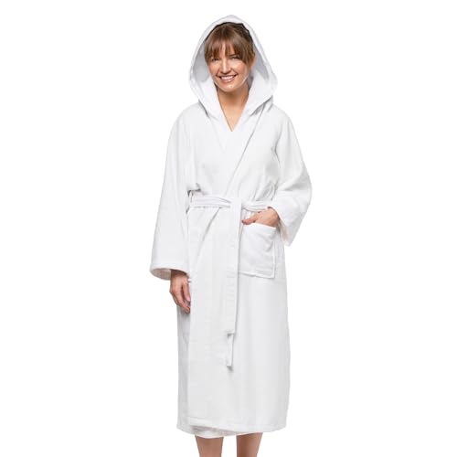 Ben Kaufman Hooded Velour Robe - Unisex Cotton Kimono Bathrobe for Men & Women, Luxury Hotel Spa Soft Plush & Lightweight - 1PK