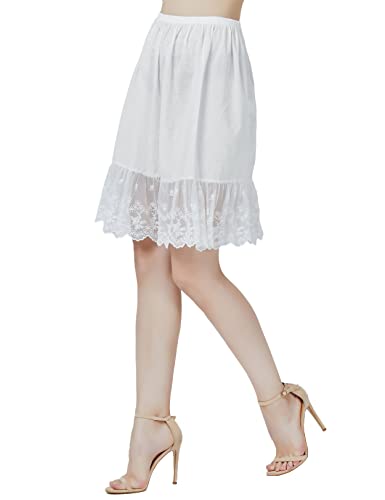BEAUTELICATE Unterrock Damen Kurz Baumwolle Antistatisch Unterrock Petticoat Halbrock mit Spitze Knielang für Dirndl Durchsichtige Kleider Rock...