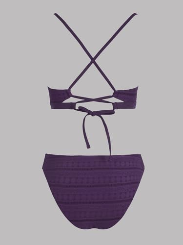 Image of CUPSHE Bikini Set for Women Two Piece Swimsuits V Neck Low Rise Crisscross Back Self Tie Spaghetti Straps
