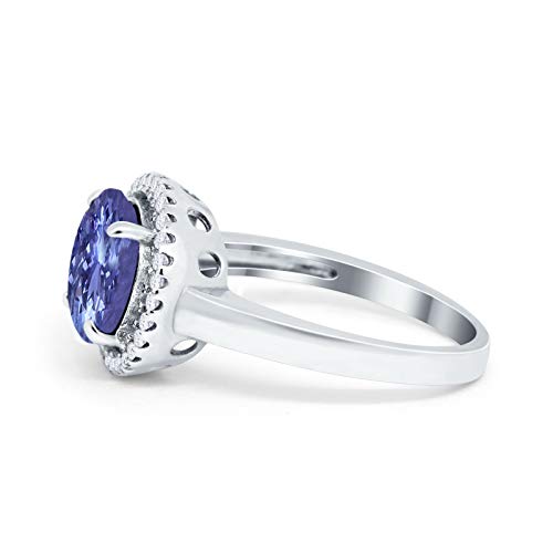 Blue Apple Co. Halo Wedding Engagement Bridal Ring Large Round Simulated Cubic Zirconia 925 Sterling Silver3
