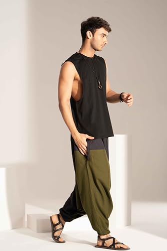 Image of The Veshti Company Stylish Harem Pants for Men's Cotton Hippie Style Baggy Oversized Yoga Pajama Pant