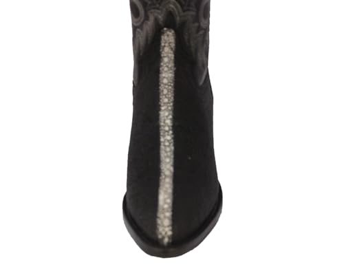 Texas Legacy Mens Black Western Leather Cowboy Boots Stingray Row Print J Toe4