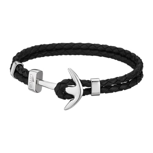 LOTUS STYLE Bracelet Homme en Acier Inoxydable 316L – Jonc au Design Sophistiqué, Confortable et Résistant à l’Eau – Bracelets Homme – Noir 215 mm...