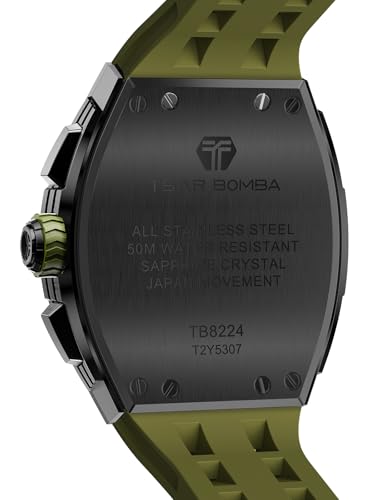 Image of Tsar Bomba Mens Watches Quartz Wristwatch for Men Waterproof 50M Analog Luxury Tonneau Chronograph Calendar Date Men's Dress Business Work Watch Gift for Men