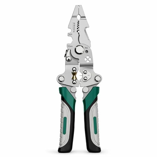 Image of 18-in-1 Wire Stripper Tool for Electricians | Heavy Duty Stainless Steel Wire Cutter, Crimping & Multi Function Pliers with Rubber Grip | Foldable Electrical Hand Tool