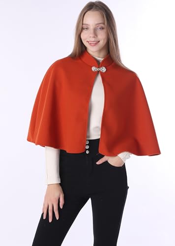 Baoqiya Wool Blend Capelet Capes Hooded Warm Poncho Bridal Stole Cape shawl for women2