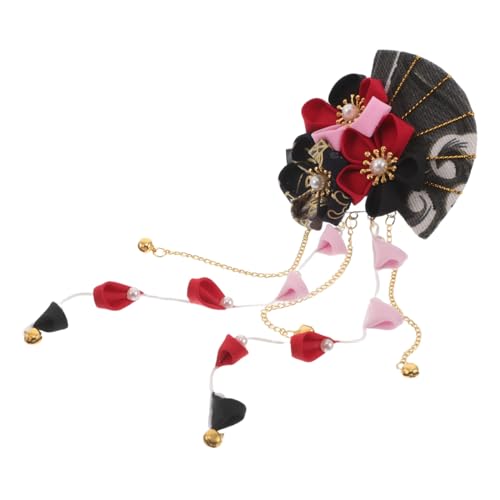 MUSISALY 和風手作り扇子花ヘアクリップ タッセル付き 着物フェスティバルアクセサリー 和装婚礼髪飾り 女性用コスプレ写真小道具