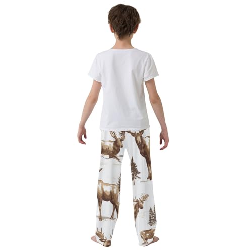 ZZXXB Xmas Tree Moose Boys Long Pants Soft Trousers Elastic Waist Kids Lounge Bottoms with Pockets S-XL3