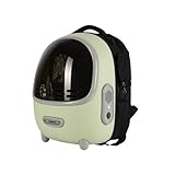 PSEKQ 犬 猫用キャリーバッグ 軽量 内蔵温湿度計 換気機能付き 通気性 8kg対応 人間工学に基づいた設計 お出かけバック 散歩 旅行 花見 小型犬用 ペット ペットリュック バック 猫 犬 いぬ ねこ 通院 (ファンとクッション付きモデル,グリーン)
