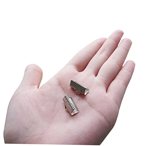 PHENOFICE 100pcs 2.5cm Metal Jewelry Crimps Semicircular Plated Ribbon Ends Clasps Textured Crimp End Clamps for DIY Choker Necklaces Bracelets