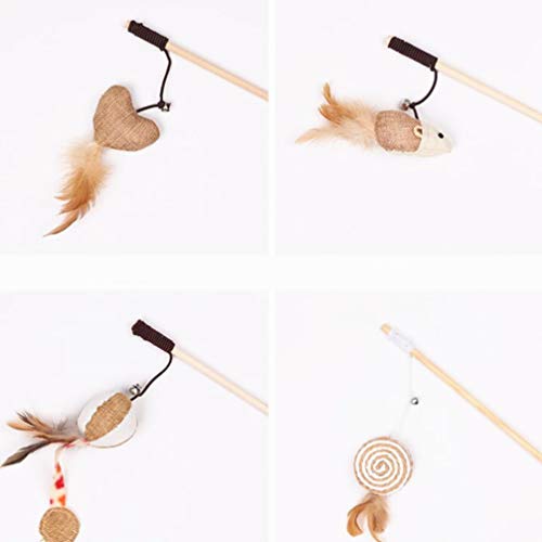 Amosfun 3 peças Brinquedos de varinha de gato com penas de abóbora Teaser Stick Brinquedos com sino