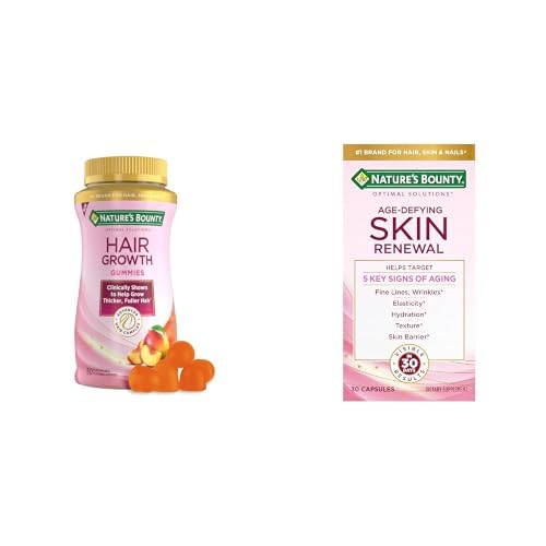 Nature's Bounty Hair Growth 60 Gummies + Age-Defying Skin Renewal, 30 Cap