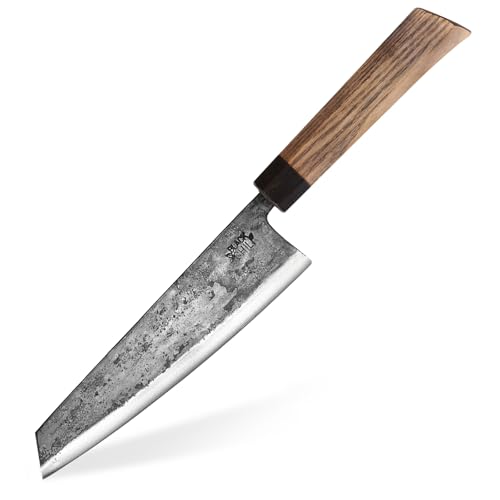 Black Chili Chefmesser | Escheholz Griff | 19 cm Carbonstahl Klinge mit 61–63 HRC | Profi...