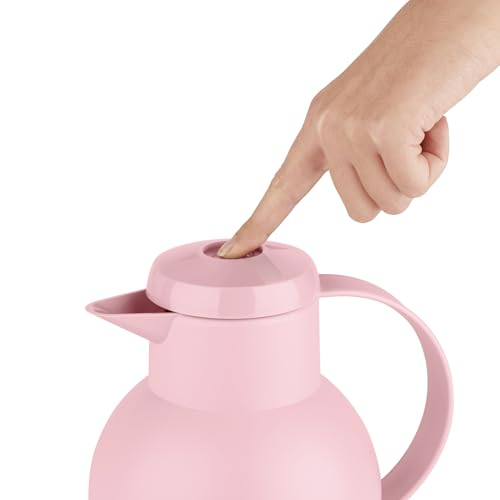 Foto von Emsa Samba Isolierkanne F40103 | 1 Liter | Kunststoff, Quick Press Verschluss | 100% dicht | 12h heiß, 24h kalt | Puderrosa, Puder Rosa
