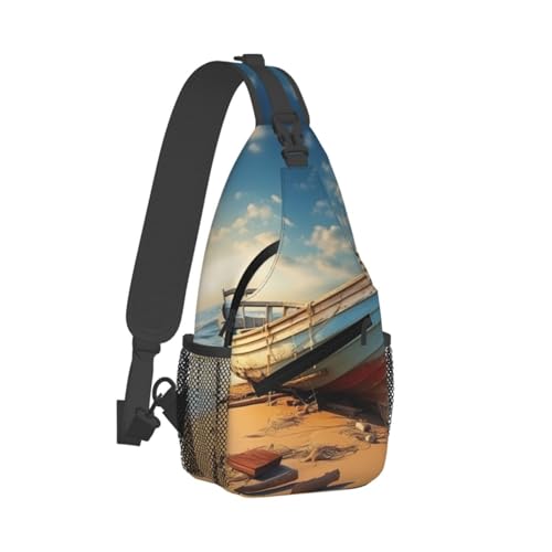 Boat On The Beach Stylish Men'S Messenger Bag - Durable Polyester, Huge Capacity & Adjustable Strap2