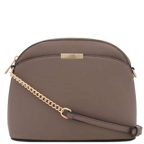 Image of FashionPuzzle Faux Leather Small Dome Crossbody Bag with Chain Strap