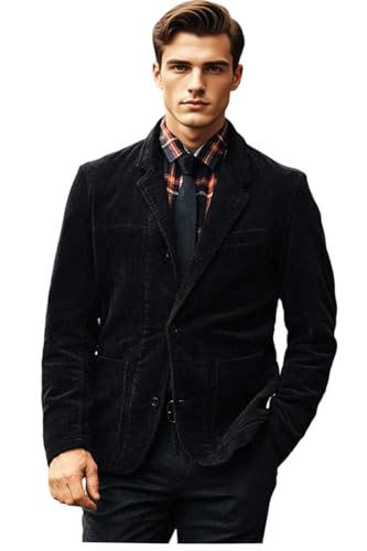 VENNYNG Men's Corduroy Blazer Classic Autumn Jacket for Men Slim Fit Sport Coat Casual Ourdoor Formal Business Wear